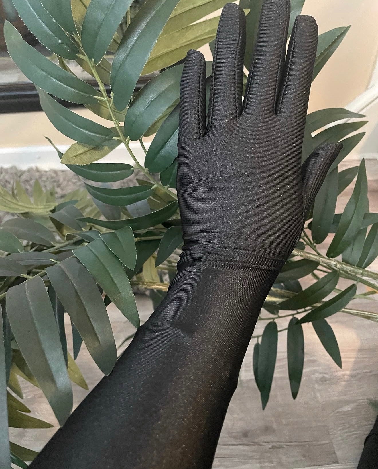Long black gloves